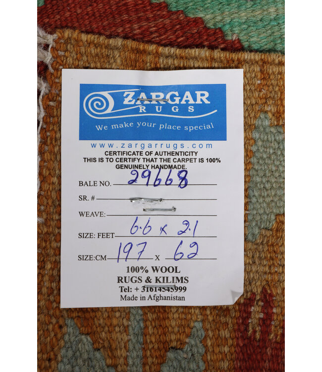 Kelim rug runner 197x62 cm