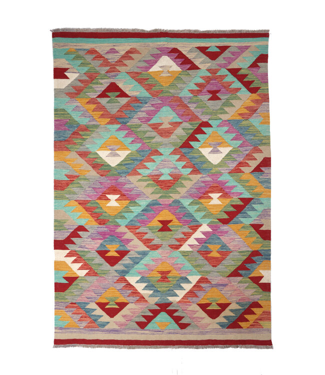 200x145 cm Handwoven Multicolour Traditional Kelim Rug