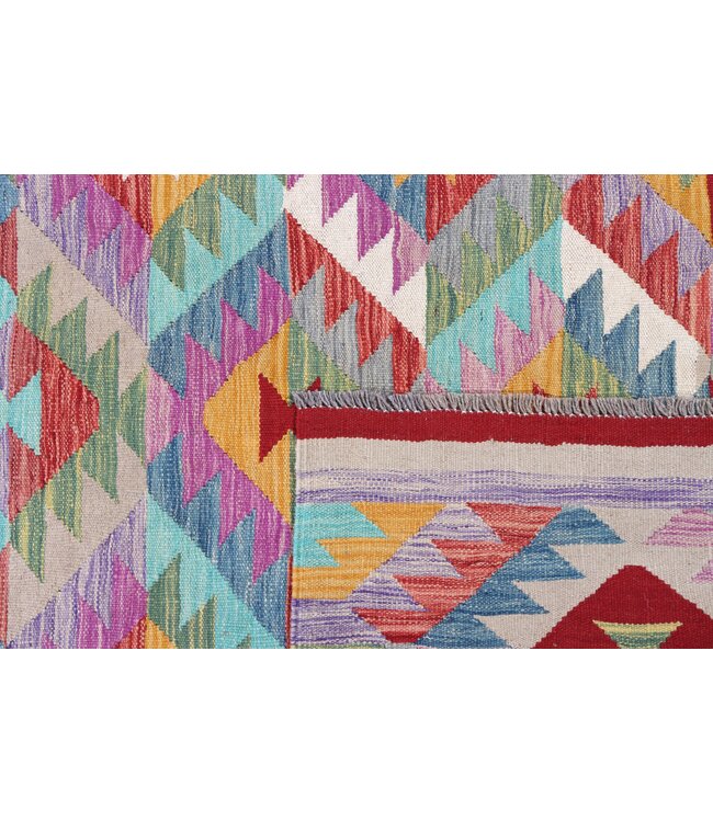 200x145 cm Handgeweven Multicolour Traditioneel Kelim Tapijt