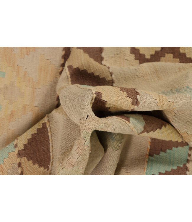 195x150 cm Handgeweven Beige Traditioneel Kelim Tapijt