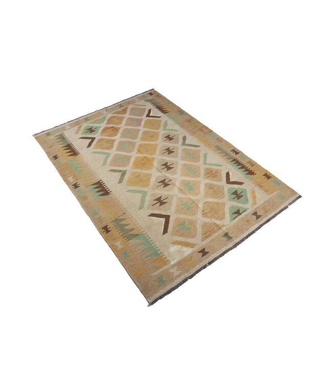 199x142 cm Handwoven Beige Traditional Kelim Rug