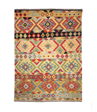 Kelimshop 202x154 cm Handgefertigter Afghanischer traditioneller Kelim Teppich Woll