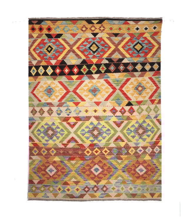 202x154 cm Handgemaakte Afghaanse traditionele Kelim Vloerkleed Wol Tapijt