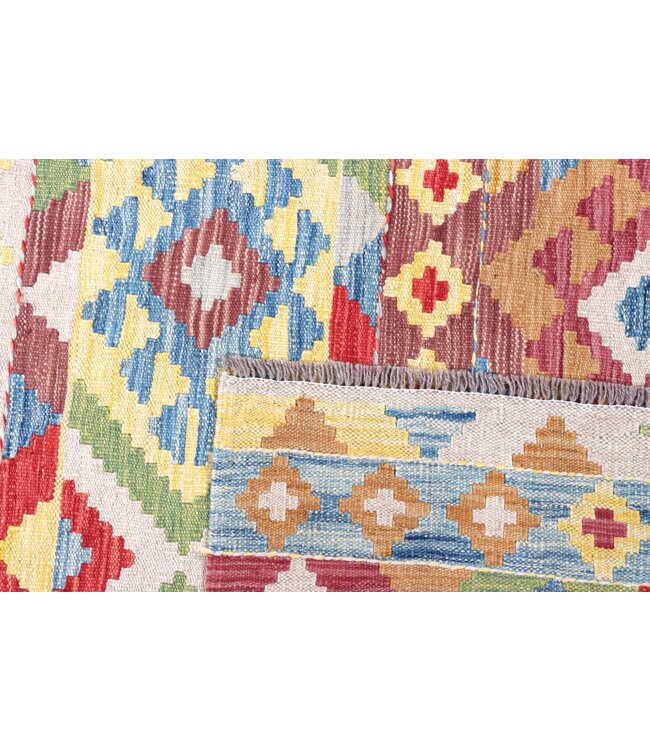 202x154 cm Handgemaakte Afghaanse traditionele Kelim Vloerkleed Wol Tapijt