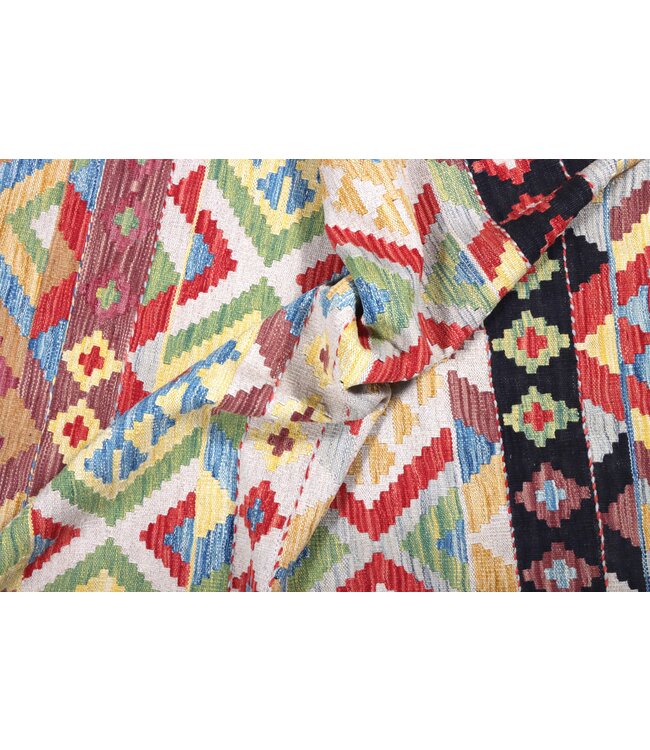 202x154 cm Handgefertigter Afghanischer traditioneller Kelim Teppich Woll