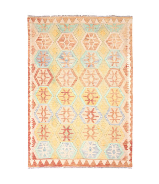 Kelimshop 203x148 cm Handgewebter Afghanischer traditioneller Kelim Teppich Woll