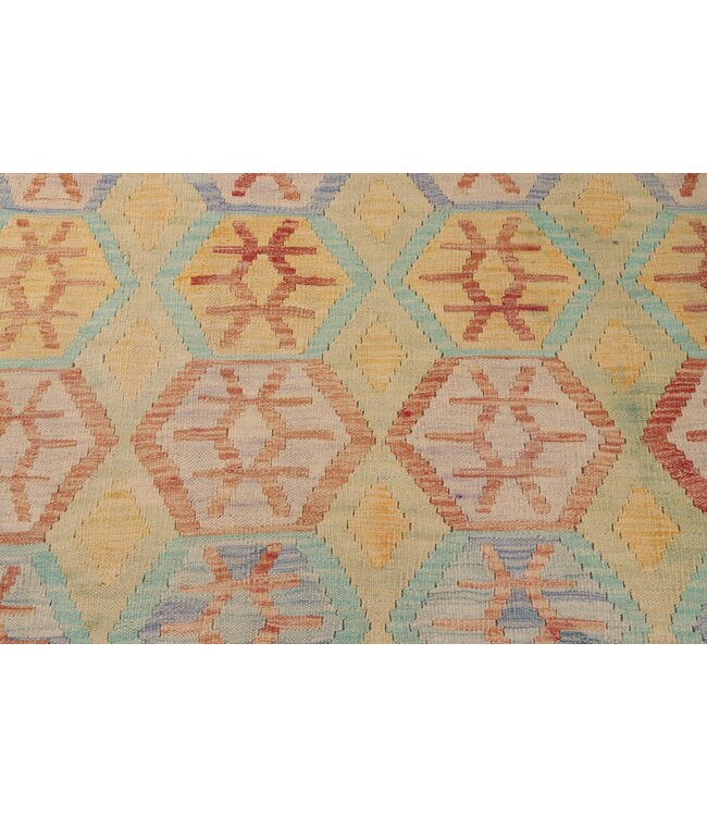 203x148 cm Handgeweven Afghaanse traditionele Kelim Vloerkleed Wol Tapijt