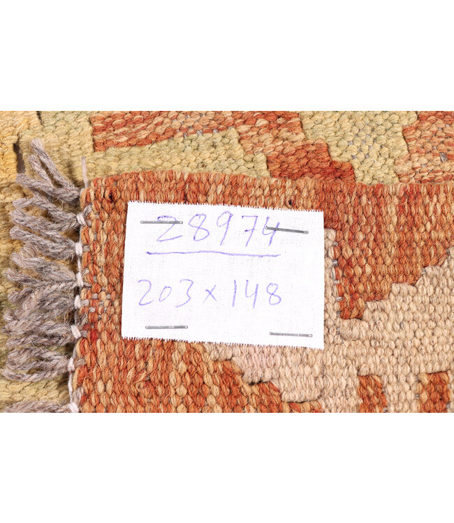 203x148 cm Handgewebter Afghanischer traditioneller Kelim Teppich Woll