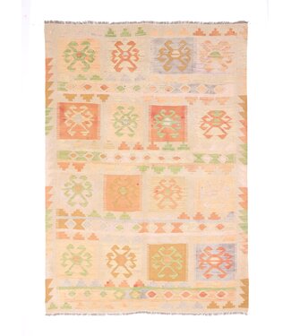 Kelimshop 200x145 cm Handgewebter Afghanischer traditioneller Kelim Teppich Woll