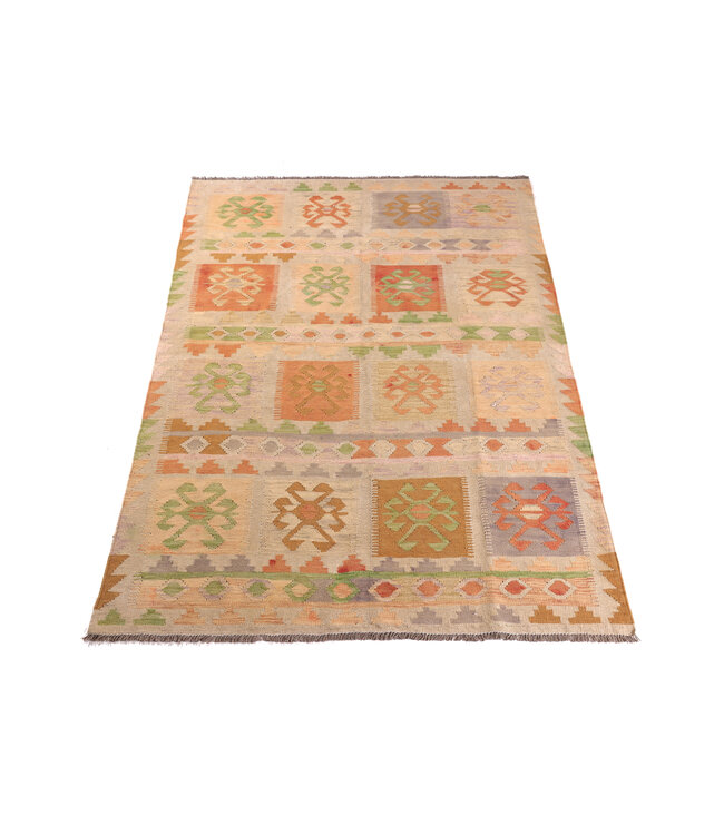 200x145 cm Handgewebter Afghanischer traditioneller Kelim Teppich Woll