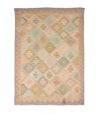 Kelimshop 204x147 cm Handgewebter Traditioneller Kelim Teppich Woll