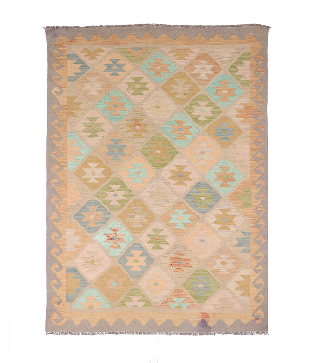 204x147 cm Handwoven Traditional Kelim Area Rug Wool Carpet