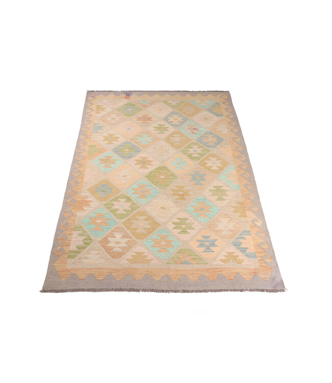 204x147 cm Handwoven Traditional Kelim Area Rug Wool Carpet