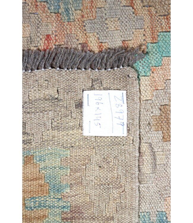 196x145 cm Handwoven Traditional Kelim Area Rug Wool Carpet