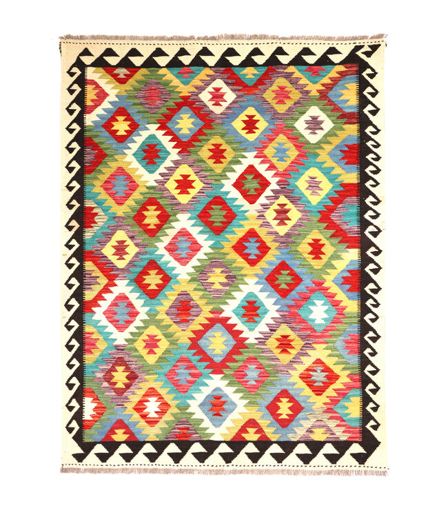 190x150 cm Handwoven Multicolour Traditional Kelim Rug