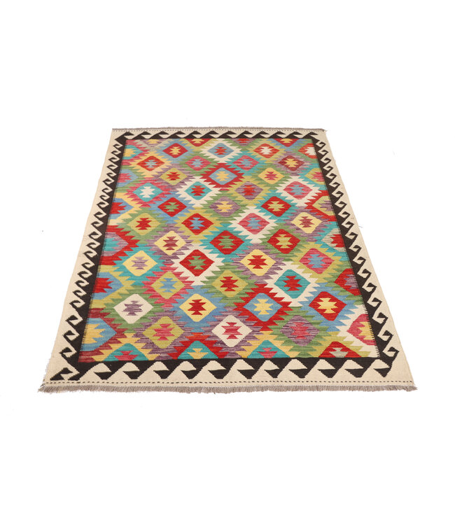 190x150 cm Handgewebter Mehrfarbig Traditioneller Kelim-Teppich