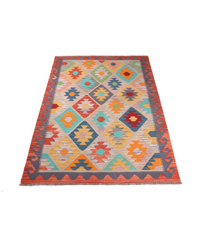 203x149 cm Handgeweven Multicolour Traditioneel Kelim Tapijt