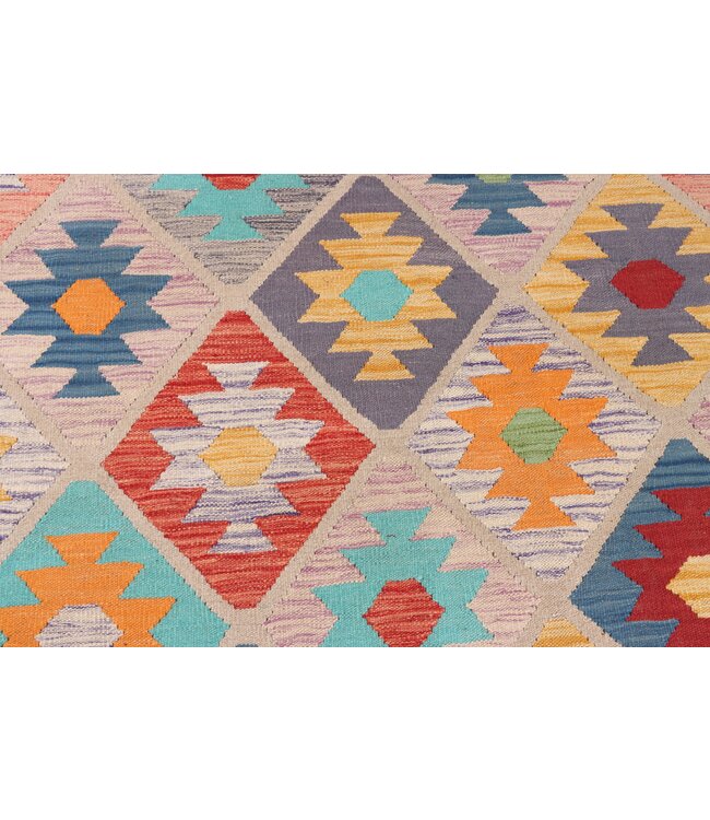 203x149 cm Handgewebter Mehrfarbig Traditioneller Kelim-Teppich