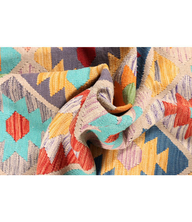 203x149 cm Handgewebter Mehrfarbig Traditioneller Kelim-Teppich