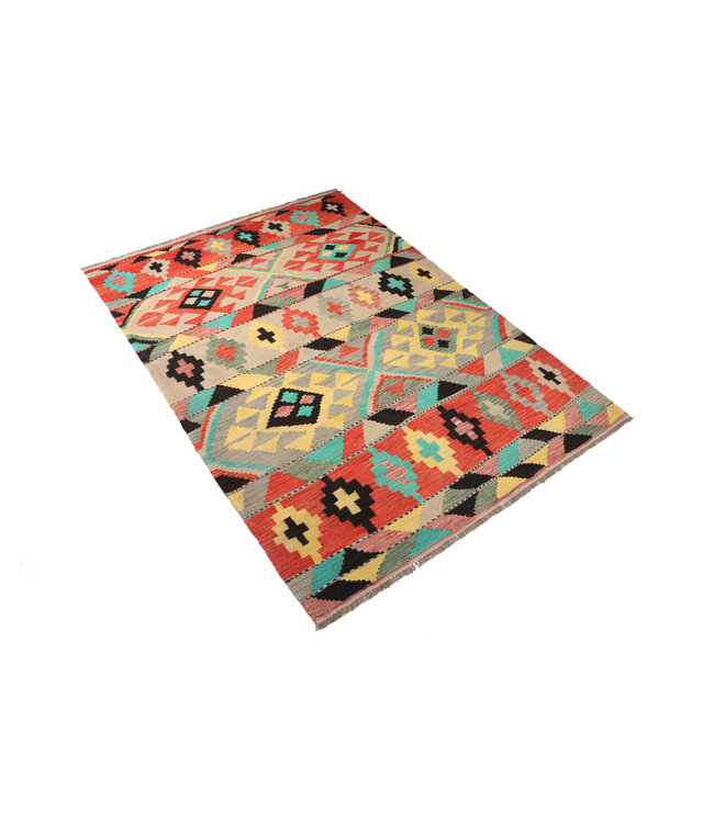 141x153 cm Handgewebter Mehrfarbig Traditioneller Kelim-Teppich