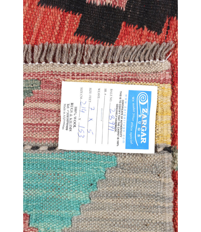 141x153 cm Handgeweven Multicolour Traditioneel Kelim Tapijt