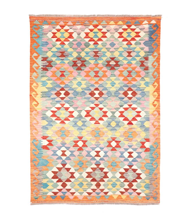 200x149 cm Handgewebter Mehrfarbig Traditioneller Kelim-Teppich