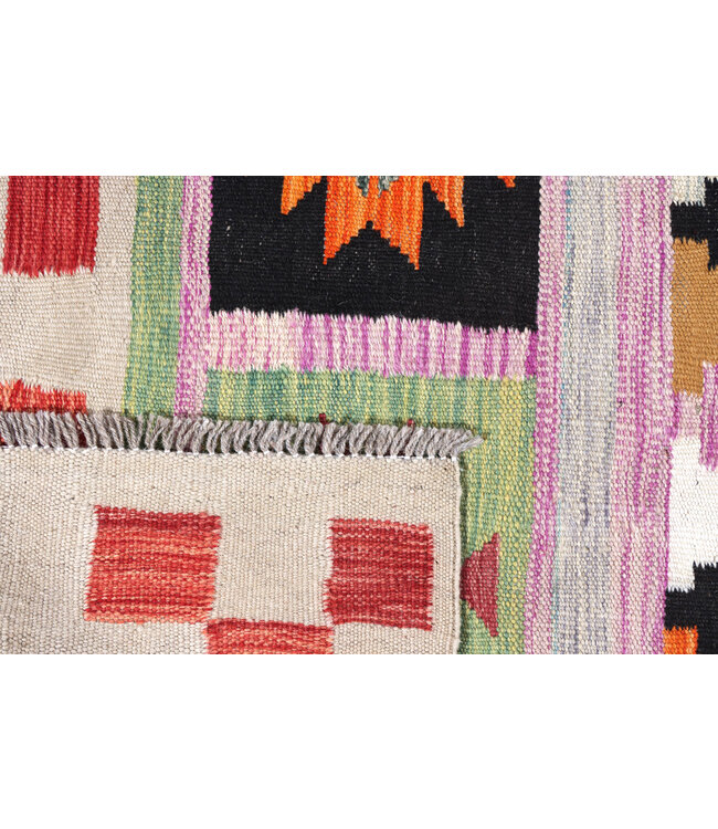 201x146 cm Handgeweven Multicolour Traditioneel Kelim Tapijt