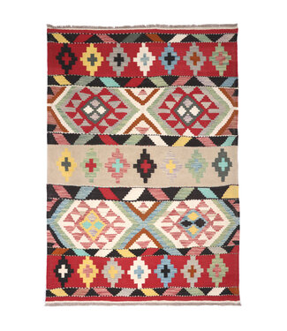 Kelimshop 208x148 cm Handgewebter Mehrfarbig Traditioneller Kelim-Teppich