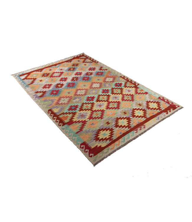 256x170 cm Handgeweven Traditionele Kelim Vloerkleed Wol Tapijt