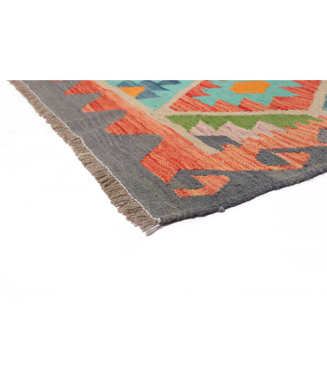 238x173  cm Handgeweven Traditionele Kelim Vloerkleed Wol Tapijt