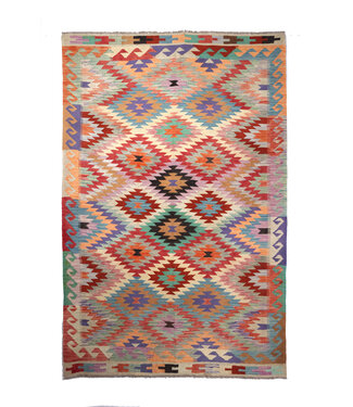 Kelimshop 260x176  cm Handgewebter Traditioneller Kelim Teppich Woll