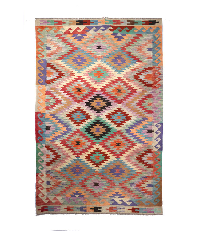 260x176  cm Handwoven Traditional Kelim Area Rug Wool Carpet