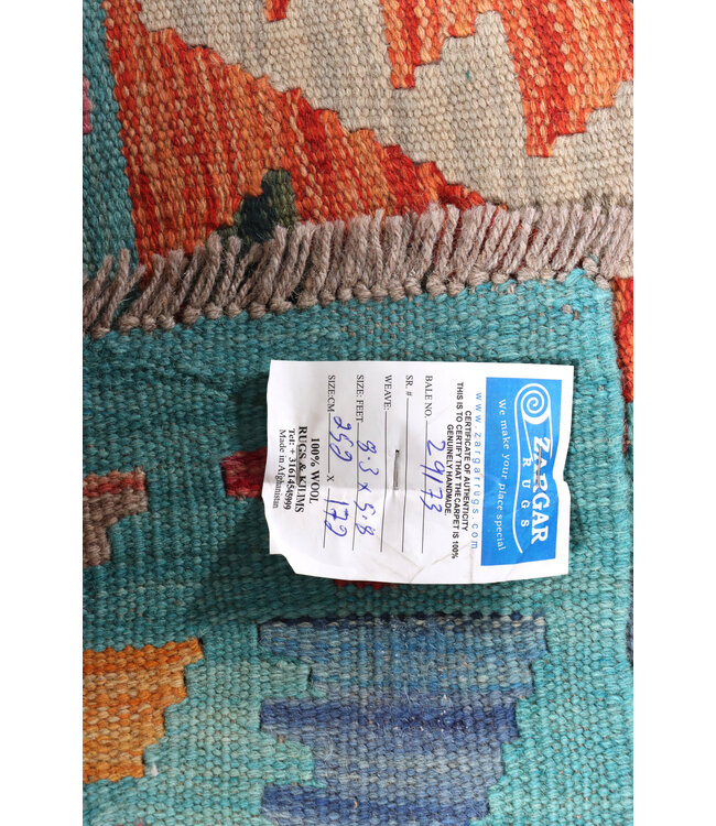 252x172  cm Handgeweven Traditionele Kelim Vloerkleed Wol Tapijt