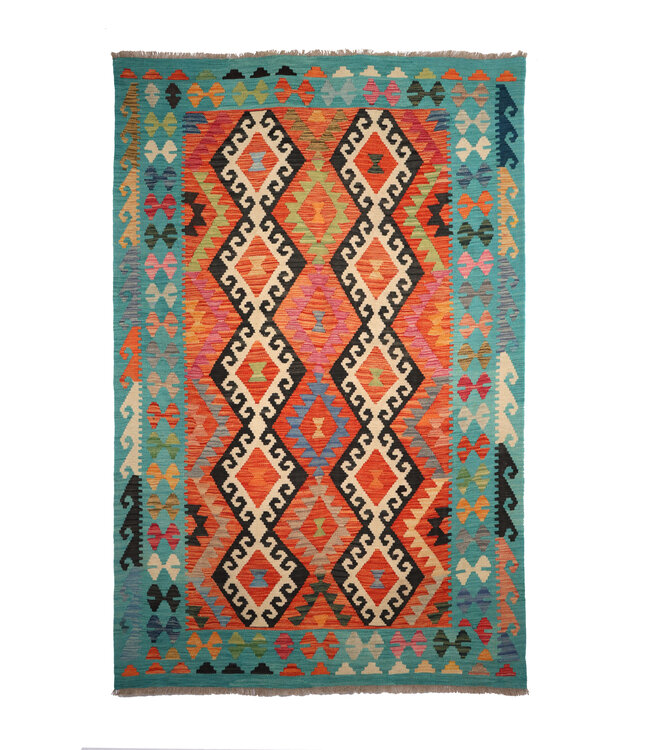 252x172  cm Handgeweven Traditionele Kelim Vloerkleed Wol Tapijt