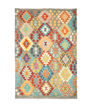 Kelimshop 200x146  cm Handgewebter Traditioneller Kelim Teppich Woll