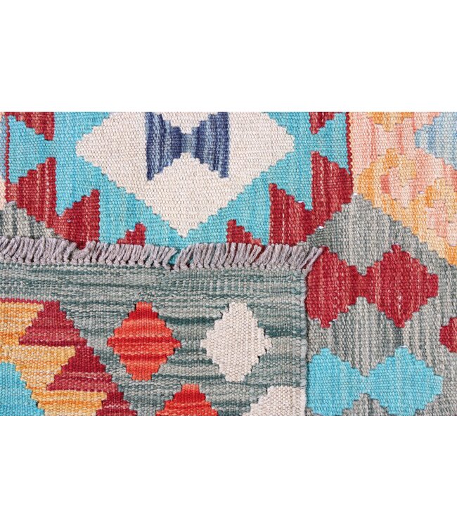 200x146  cm Handgeweven Traditionele Kelim Vloerkleed Wol Tapijt