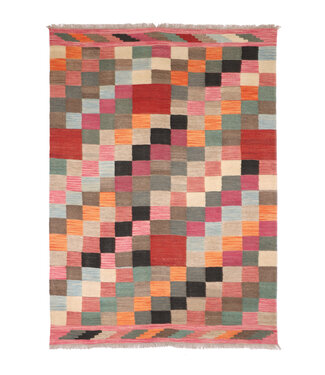 Kelimshop 206x146 cm Handgemacht modern Wolle Kelim Teppich