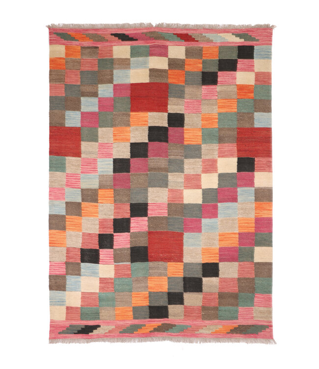 206x146 cm Handgemacht modern Wolle Kelim Teppich