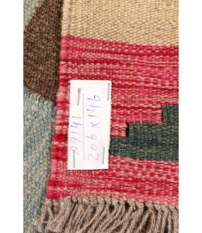 206x146 cm Handgemacht modern Wolle Kelim Teppich