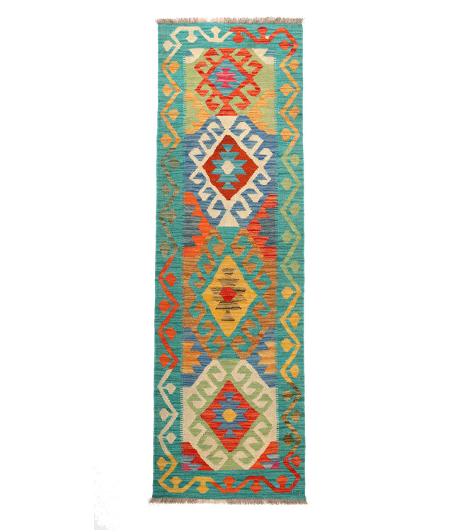 Kelim Kleed Loper 200x59 cm  Vloerkleed Tapijt Kelim Handgeweven