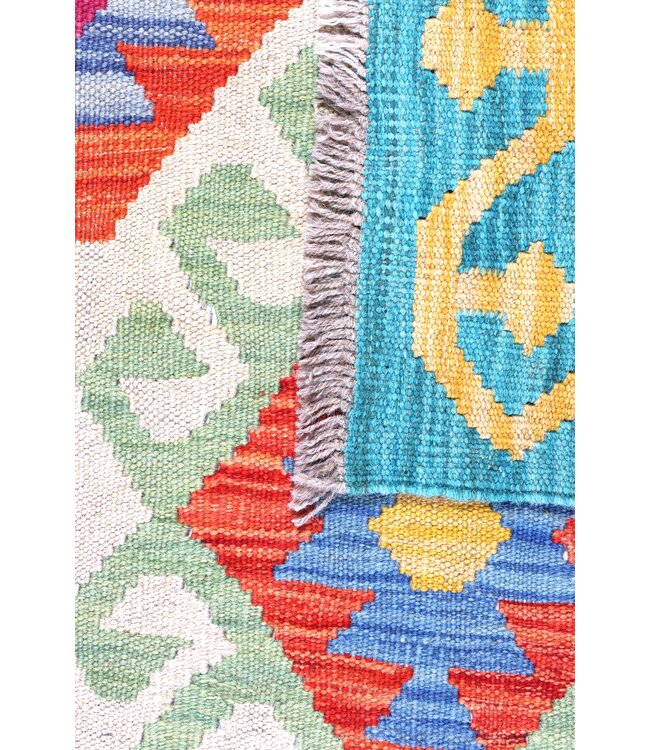 Kelim Kleed Loper 200x59 cm  Vloerkleed Tapijt Kelim Handgeweven