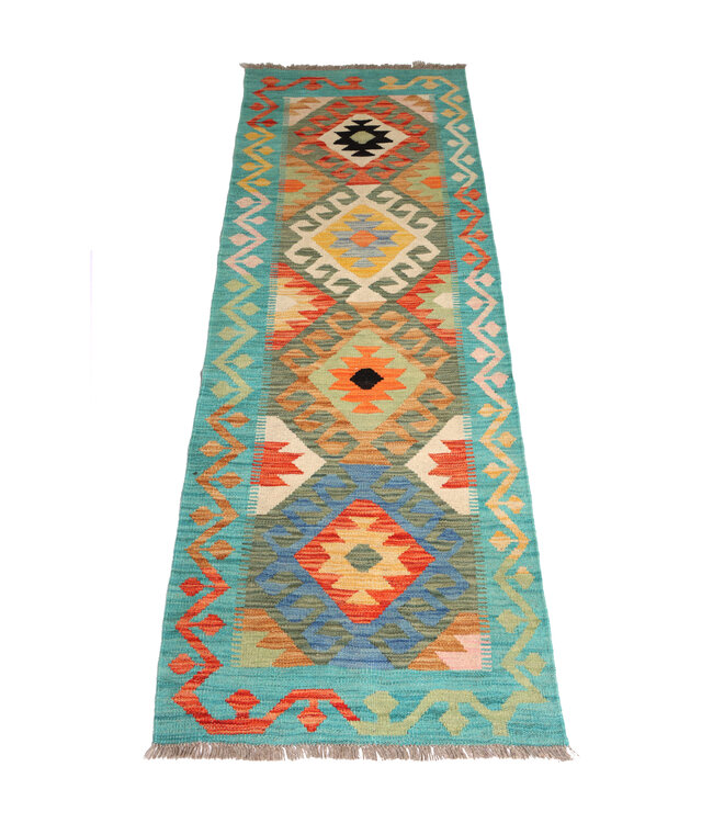 Kelim Kleed Loper 198x63 cm  Vloerkleed Tapijt Kelim Handgeweven