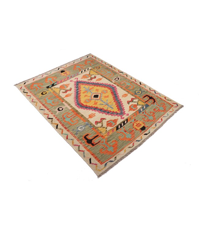 199x155  cm Handwoven Traditional Kelim Area Rug Wool Carpet