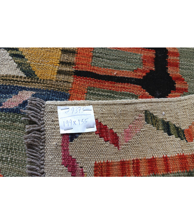 199x155 cm Handgewebter Traditioneller Kelim Teppich Woll