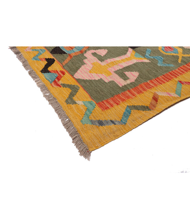 204x150  cm Handwoven Traditional Kelim Area Rug Wool Carpet