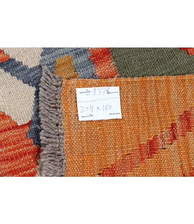204x150  cm Handwoven Traditional Kelim Area Rug Wool Carpet