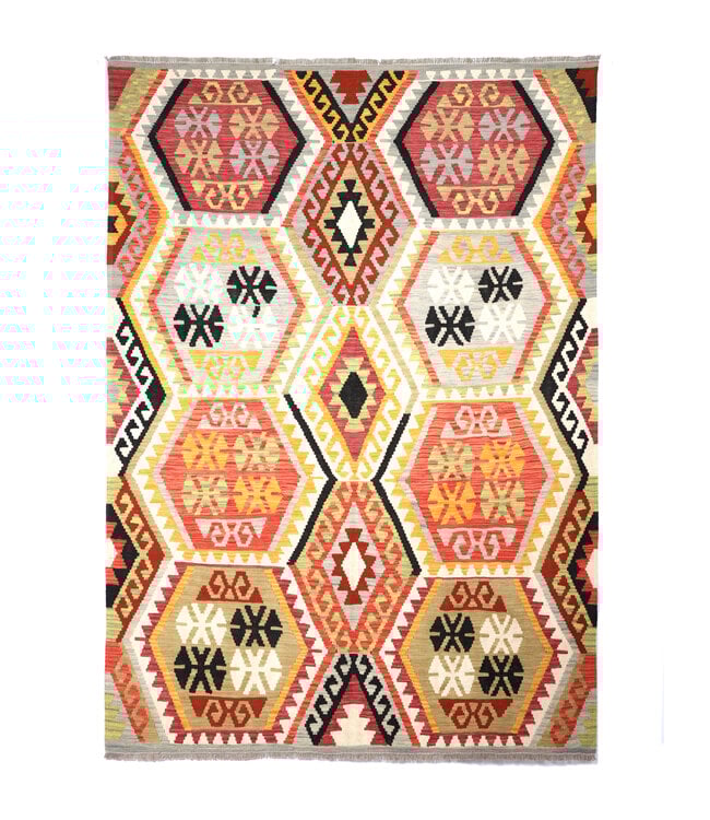 248x179  cm Handwoven Traditional Kelim Area Rug Wool Carpet