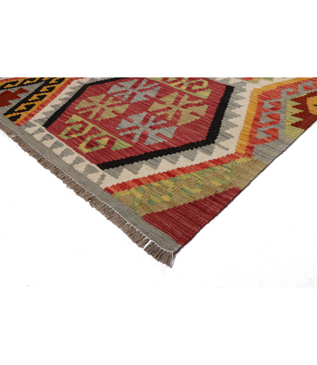 248x179 cm Handgeweven Traditionele Kelim Vloerkleed Wol Tapijt