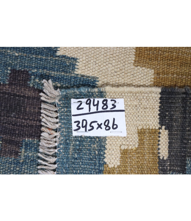 Kelim Kleed Loper 395x86 cm  Vloerkleed Tapijt Kelim Handgeweven