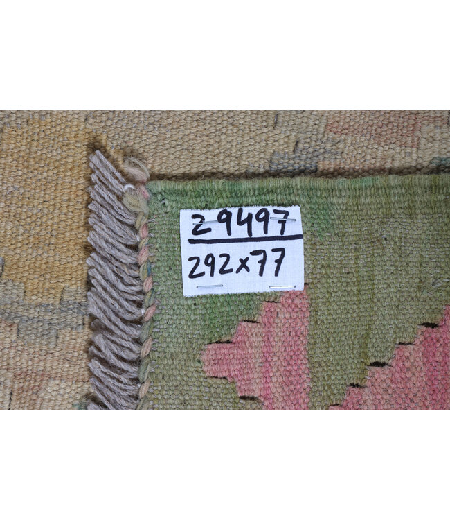 Kelim Kleed Loper292x77 cm  Vloerkleed Tapijt Kelim Handgeweven